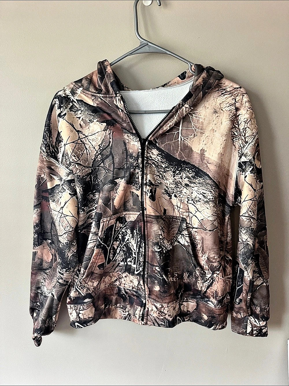 Camo Hooded Jacket in Brown & Black Size Small
